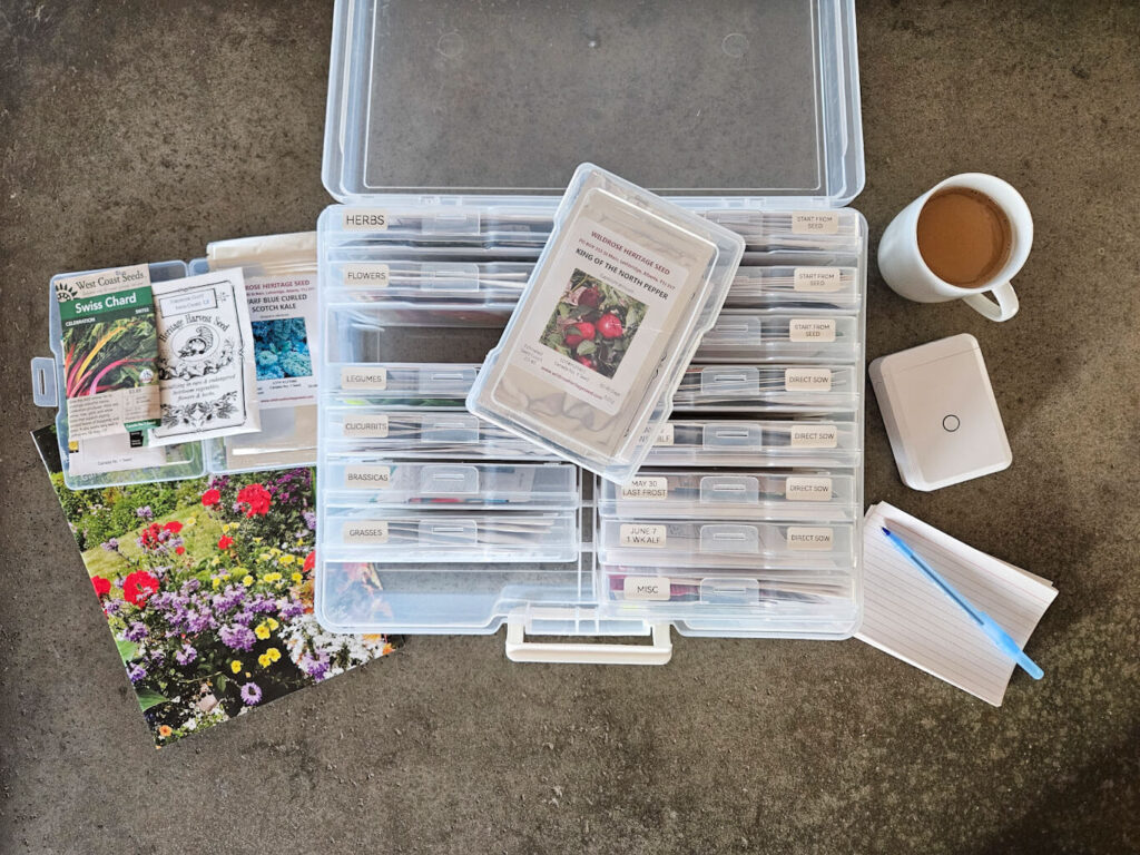 Seed storage and organization system in a photo storage box